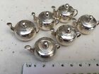 6 silver plated teapot place card holders