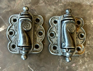 Pair Antique Screen Door Hinges Spring Close Vintage 1915 Buffed Cast - Picture 1 of 7