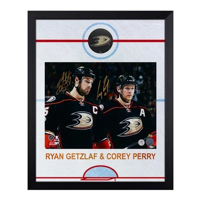 Marco Ryan Getzlaf & Corey Perry Doble Firmado Anaheim Ducks Pista Gráfica 19x23 Foto 1 de 2