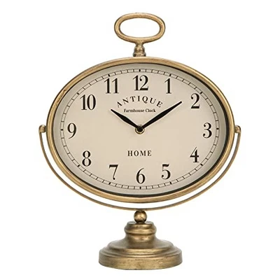  Antique Table Clock, Gold Retro Desk Clock with Silent-Non-Ticking Battery  - Image 1 of 4