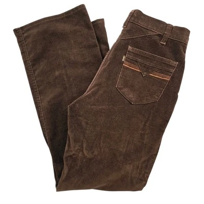 Jeans Levi's Vintage Años 70-80 Marrón Terciopelo Bota Recta Bordados Western Foto 1 de 4