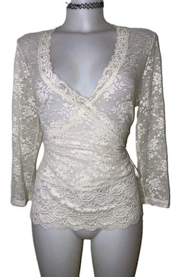 Top Etéreo De Colección Y2K Para Mujer Beige Floral Encaje Hada Grunge Gótico Coqueta Talla L Foto 1 de 4