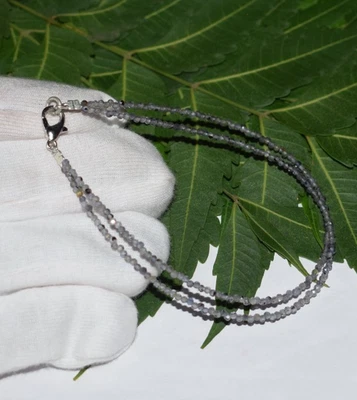 Pulsera De 2 Capas De 8" Con Gemas Naturales De Iolita Azul En Plata De Ley 925 - Imagen 1 de 4