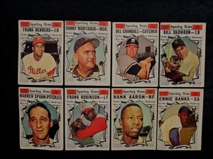 1961 Topps High #567-589 All-Star Hank Aaron Banks Robinson Spahn Baseball Lot 8 - Picture 1 of 12