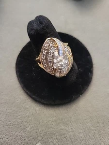 JWBR Kay Jewelers Grande Diamante Real Plata Esterlina Marcasita Oro Placa Talla 8 - Imagen 1 de 6