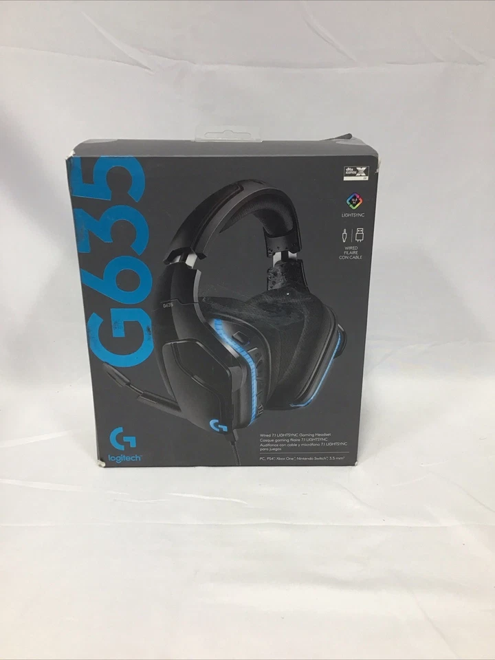 Logitech G635 981-000748 7.1 LIGHTSYNC Surround Sound Gaming Headset - Black - Image 1 of 4