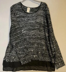 Suéter brillante XL para mujer con dobladillo transparente. ¡Perfecto para las vacaciones! - Imagen 1 de 6