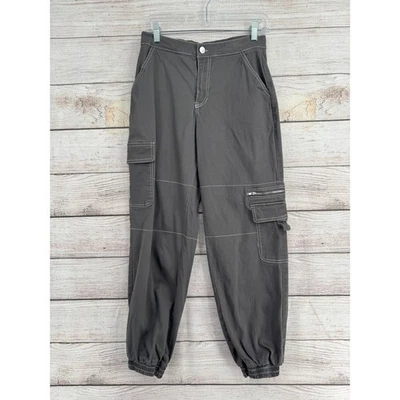 Pantalones de chándal Rachel Paige cargo para mujer medianos marrón blanco puntada en contraste Foto 1 de 4