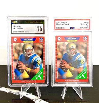 Lote de 2 1989 Troy Aikman Rookie #490 Pro Set PSA 10 y CGC 10 Foto 1 de 4