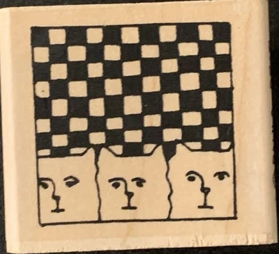 Paula Best Cat Trio - Checkered Rubber Stamp Foto 1 de 3