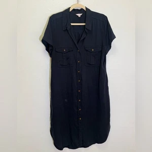 Teddi Rose - Vestido Camisa Tencel Azul Marino - Para Mujer Talla L ** SIN CINTURÓN ** - Imagen 1 de 8