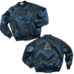 VTG Gracie Brazilian Jiu Jitsu Embroider BJJ Satin Bomber Jacket Black Adult L - Picture 1 of 19