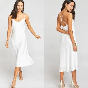 show me your mumu verona cowl midi dress ivory luxe satin women small - Picture 1 of 6