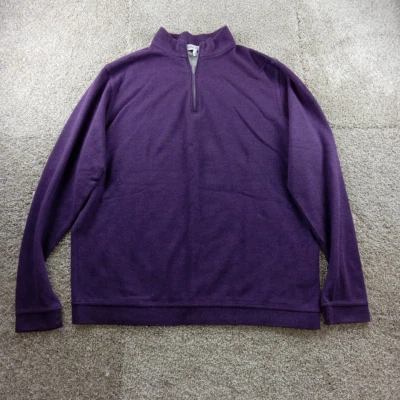 Peter Millar Sweater Mens Large Purple Heather 1/4 Zip Pullover Cotton Modal - Image 1 of 4