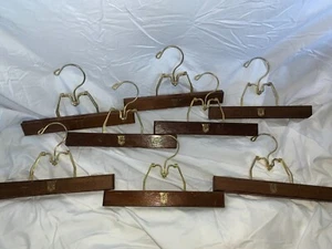 8 Vintage Wooden Wood Pants Slacks Trousers Skirt Eagle Crest Hangers 10" - Picture 1 of 11