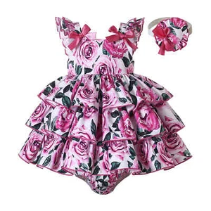 Flower Baby Girl Dress Party Wedding Dresses Layered Hem 6-24 Months Summer - Picture 1 of 12