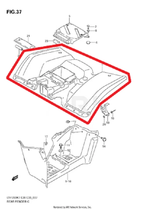 OEM SUZUKI LTF LT-F OZARK 250 REAR FENDER RED OEM NEW FACTORY GENUINE - Image 1 of 1