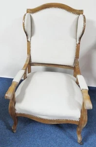 antik Ohrenbackensessel um 1860 Stuhl Sessel Eiche creme - Bild 1 von 12