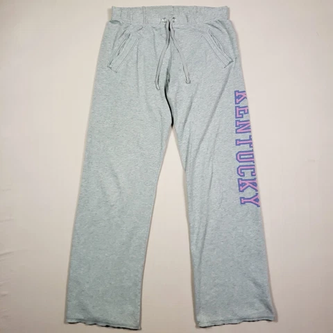 VS PINK Kentucky Sweatpants Women XS Gray Relaxed Straight Leg Pockets Cover