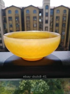 100%Natural Hand carved Chinese yellow Jade bowl Diameter 10-11cm free shipping - Picture 1 of 7