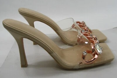 Cape Robbin SKINTONE 4.5"Stiletto HEEL stone strap SLIP ON shoe WOMEN Size  10 - Image 1 of 4