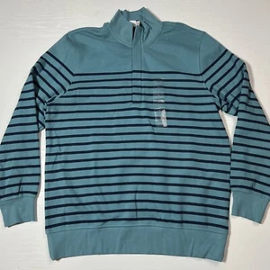 Brooks Brothers Quarter Zip Pullover Mens XLarge Blue Stripe New - Picture 1 of 12
