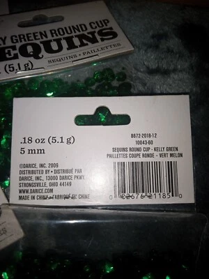 Darice, Lentejuelas, 5 mm, Kelly verde redondo, 3200 unidades, artesanía, costura  Foto 1 de 3