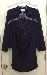 Le Suit Womens Skirt Suit Size 10 Purple One Button Jacket Lined Long Sleeve 59 - Picture 1 of 11