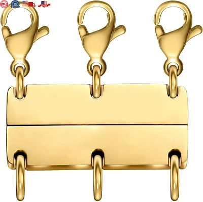 Fecho de colar em camadas ouro 18K e prata separador de colar para camadas - Imagem 1 de 4