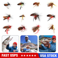 12Pc Fly Fishing Lure Flies Assortment Dry Bass Trout Fly Fishing Bait Hook Set