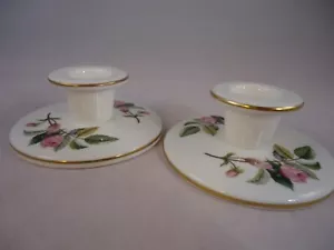 Wedgwood Hathaway Rose Candle Holders x 2 1st Quality Bone China Vintage British - Picture 1 of 8