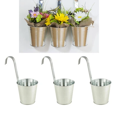 3 x Hängetopf Blumentopf Hängetöpfe Garten Balkon Blumen Topf Kräutertopf Zink - Bild 1 von 4