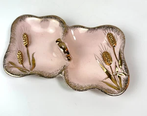Vtg 50s Geo Z Lefton Divided Pink Gold Relish Tray H27 - Imagen 1 de 8