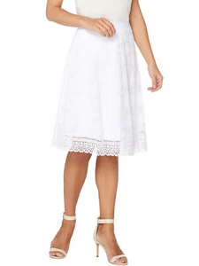 ISAAC MIZRAHI ¡EN VIVO! Falda de malla floral talla 12 con borde de encaje BLANCA - Imagen 1 de 3