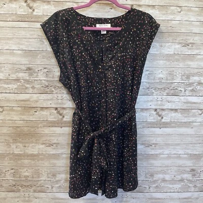 Blusa Maternidad Mujer XL Negra con Flores Multicolores AOP Sin Mangas Cinturón Foto 1 de 4