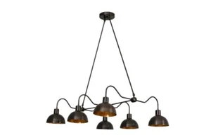 Lampadario da pranzo moderno in ottone nero a 6 luci. - Foto 1 di 9