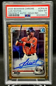 LUIS MATOS 2020 Bowman Chrome Gold Refractor 1st RC Auto 28/50 PSA 10