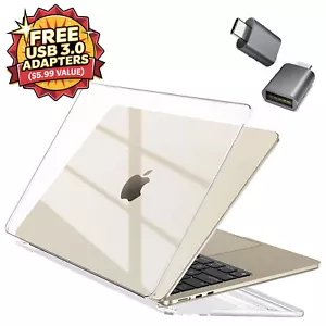 For Macbook Air 13" 14" 16" 15" Pro M3 M4 Clear Case A2681 A3114+2 FREE Adapters - Picture 1 of 6