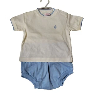 Vintage Tog-A-Longs Baby Boys 24 Mos Blue & White Short Set USA - Picture 1 of 4