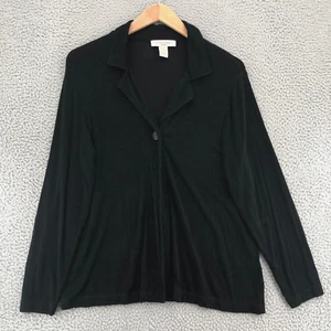CLOTHES Top Womens 1X Plus Black Travel Long Sleeve Lapel Stretch Button Slouchy - Picture 1 of 10