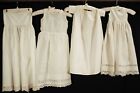 ANTIQUE VICTORIAN CHILDS COTTON WHITE SLIPS, ANTIQUE BABY DRESS, LOT OF 4