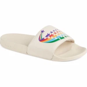 New Gucci Rainbow Pursuit Slides Sandal Shooting Star Design Mystic White - Picture 1 of 13