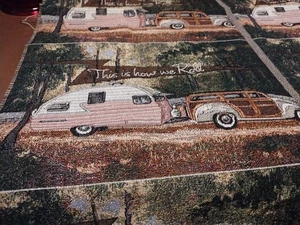 5 Feiertage Weihnachten Wandteppich Kissenpaneele 9 "x 13" Camper "So rollen wir" - Bild 1 von 2