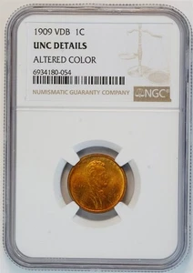 1909 VDB Lincoln Wheat Small Cent UNC DETAILS NGC 1C - Picture 1 of 4