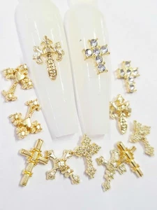 Goldkreuze Konvolut 30 Teile Mix für Nailart Dekoration - Bild 1 von 1