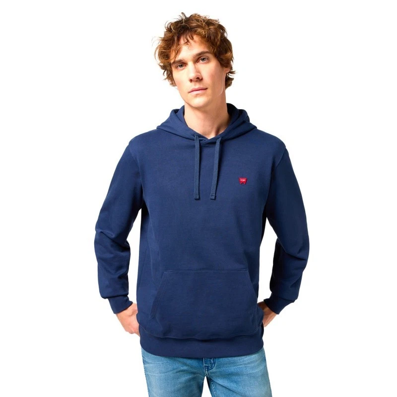 Wrangler Sign Off Hoodie Felpa Cappuccio Uomo Ragazzo Blu - Imagen 1 de 1