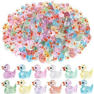 DULEFUN 100pcs Mini Glitter Ducks Colorful Tiny Small Little Resin Ducks to H... - Picture 1 of 7