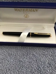 Waterman Pen Black Gold Ballpoint Original Box Paper Paris France NEEDS INK - Picture 1 of 10