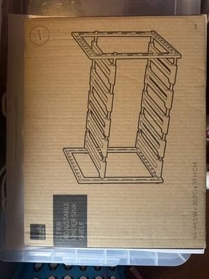 Under Sink Kitchen Rack Organizer Adjustable Shoes Storage Shelf, White - Image 1 of 2