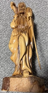 VINTAGE handgeschnitzte Bethlehem Olivenholz Jesus Hirte Lamm Statue 13 Zoll - Bild 1 von 4